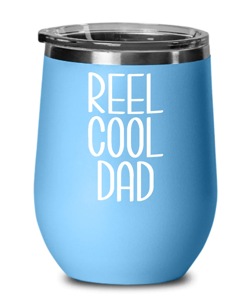 Dad Fishing Wine Tumbler Funny Fly Fisherman Gift Father's Day Insulated Travel Stemless Cup BPA Free