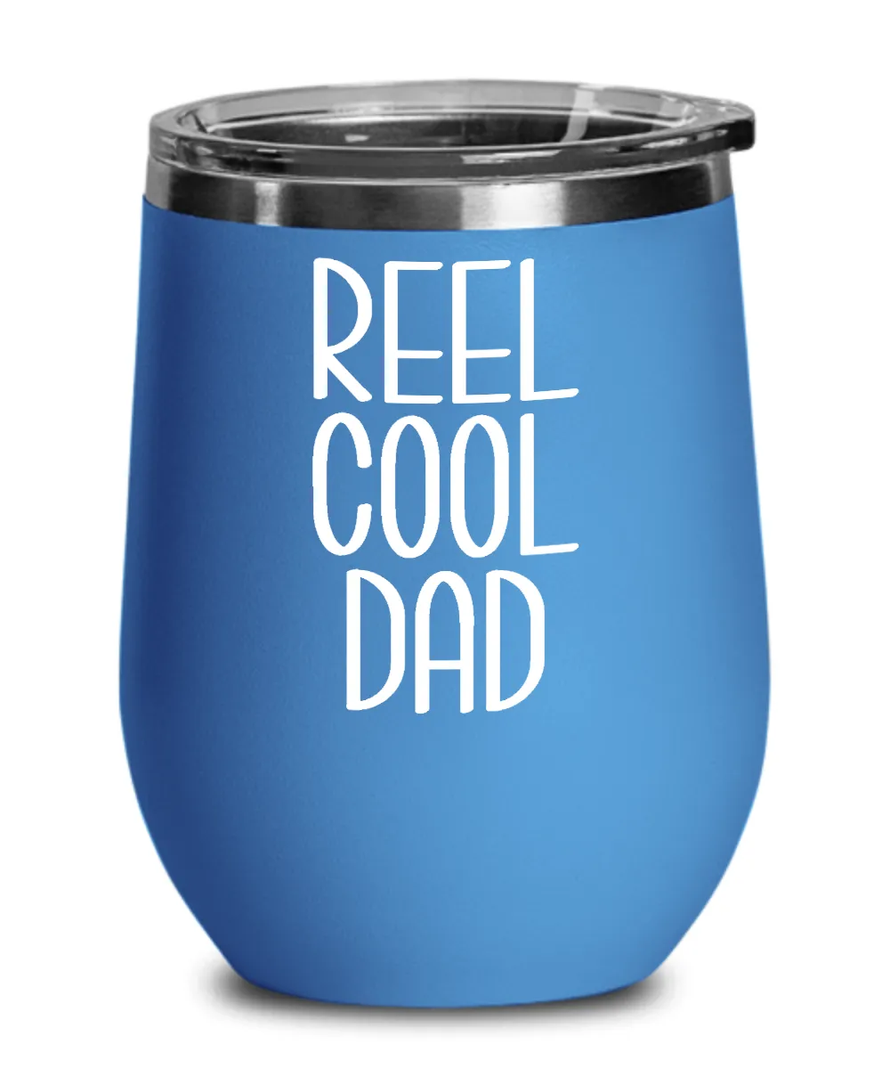 Dad Fishing Wine Tumbler Funny Fly Fisherman Gift Father's Day Insulated Travel Stemless Cup BPA Free
