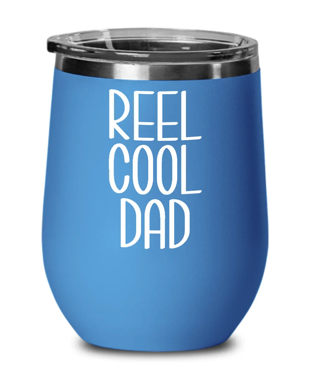 Dad Fishing Wine Tumbler Funny Fly Fisherman Gift Father's Day Insulated Travel Stemless Cup BPA Free