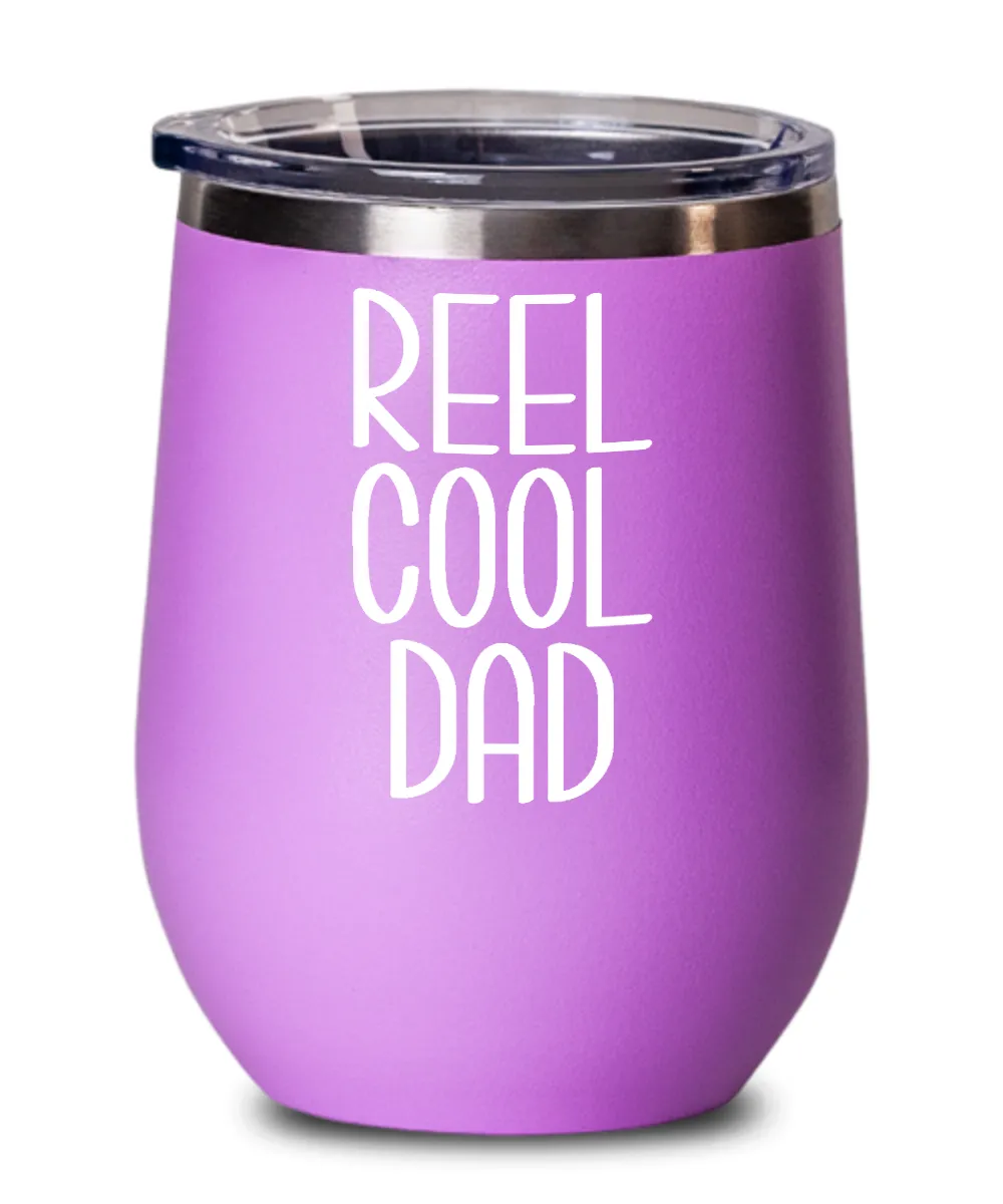 Dad Fishing Wine Tumbler Funny Fly Fisherman Gift Father's Day Insulated Travel Stemless Cup BPA Free
