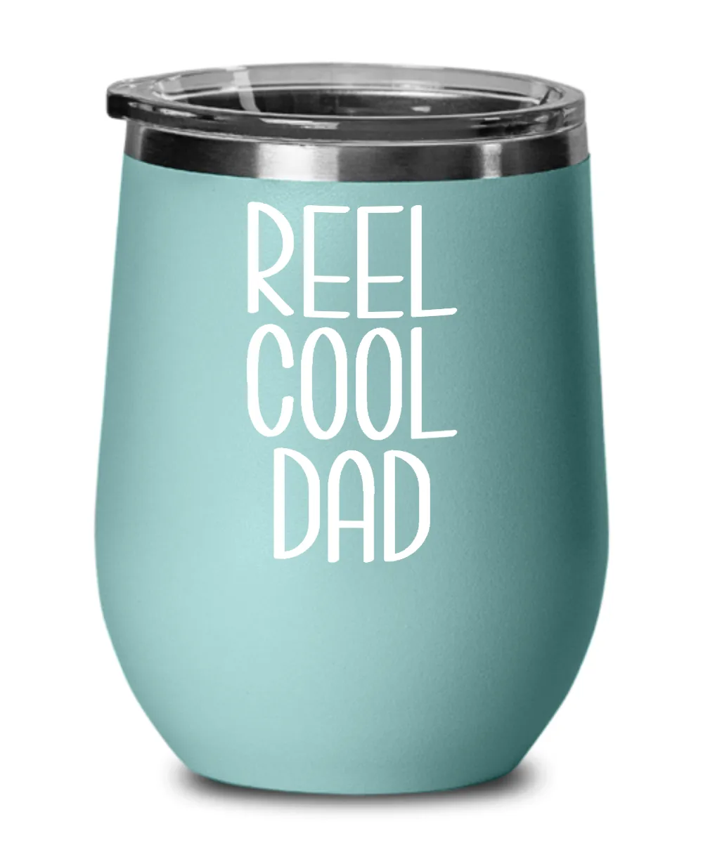 Dad Fishing Wine Tumbler Funny Fly Fisherman Gift Father's Day Insulated Travel Stemless Cup BPA Free