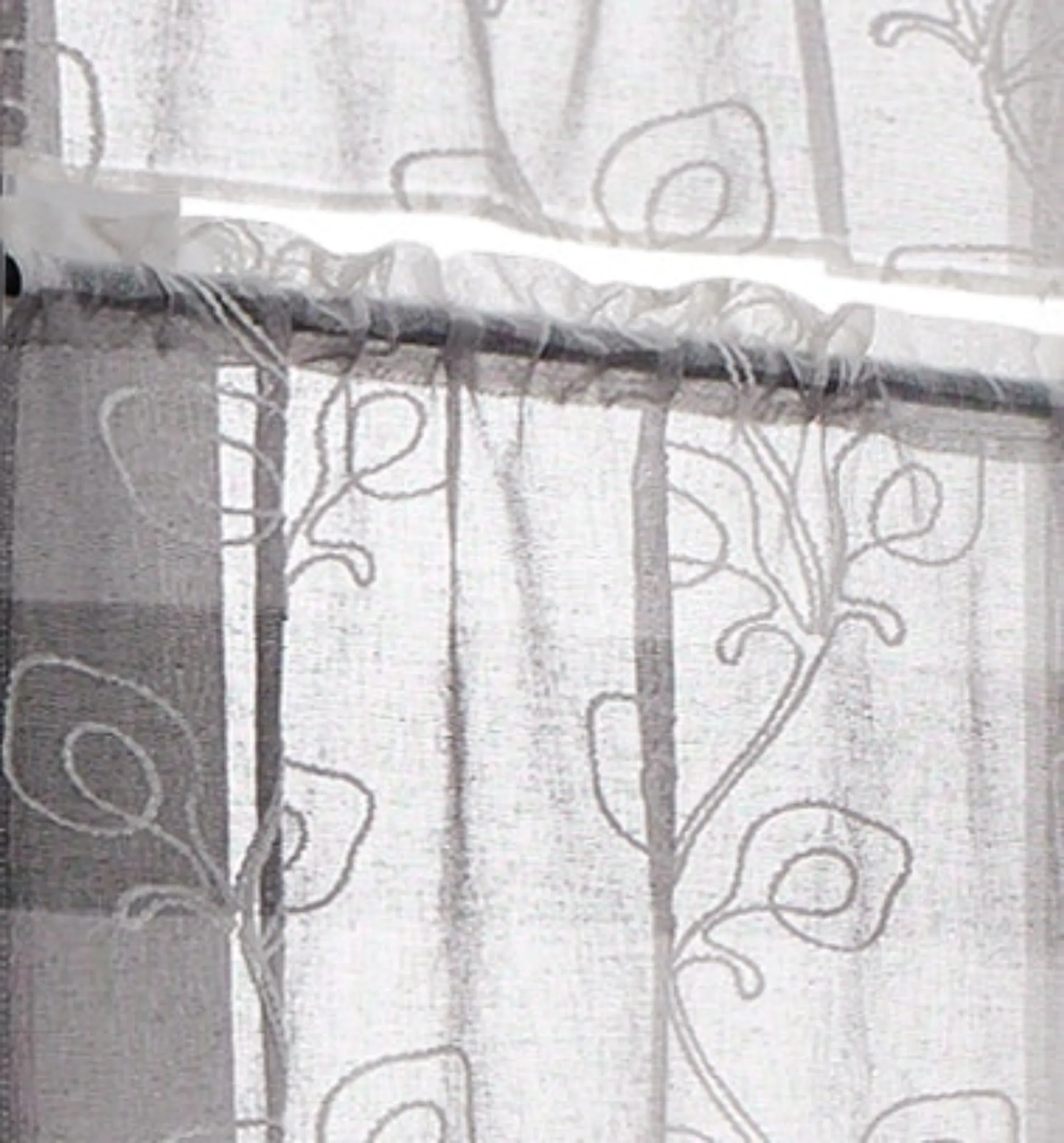 Dainty Home Silvia Boho Linen Look Striped Ombre Fabric With 3D Floral Chenille Embroidery Kitchen Curtain Set, 1 Valance 52 x 18 and 2 Tiers 26 x 36