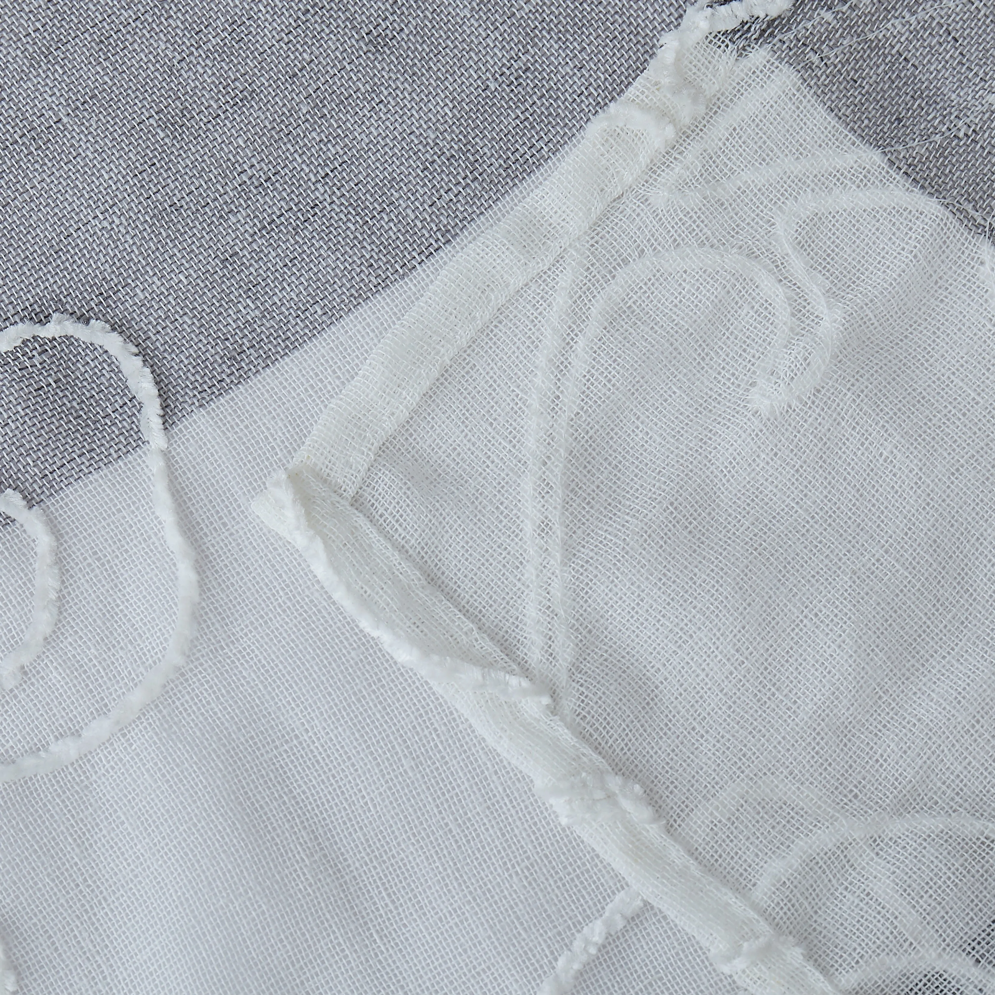 Dainty Home Silvia Boho Linen Look Striped Ombre Fabric With 3D Floral Chenille Embroidery Kitchen Curtain Set, 1 Valance 52 x 18 and 2 Tiers 26 x 36