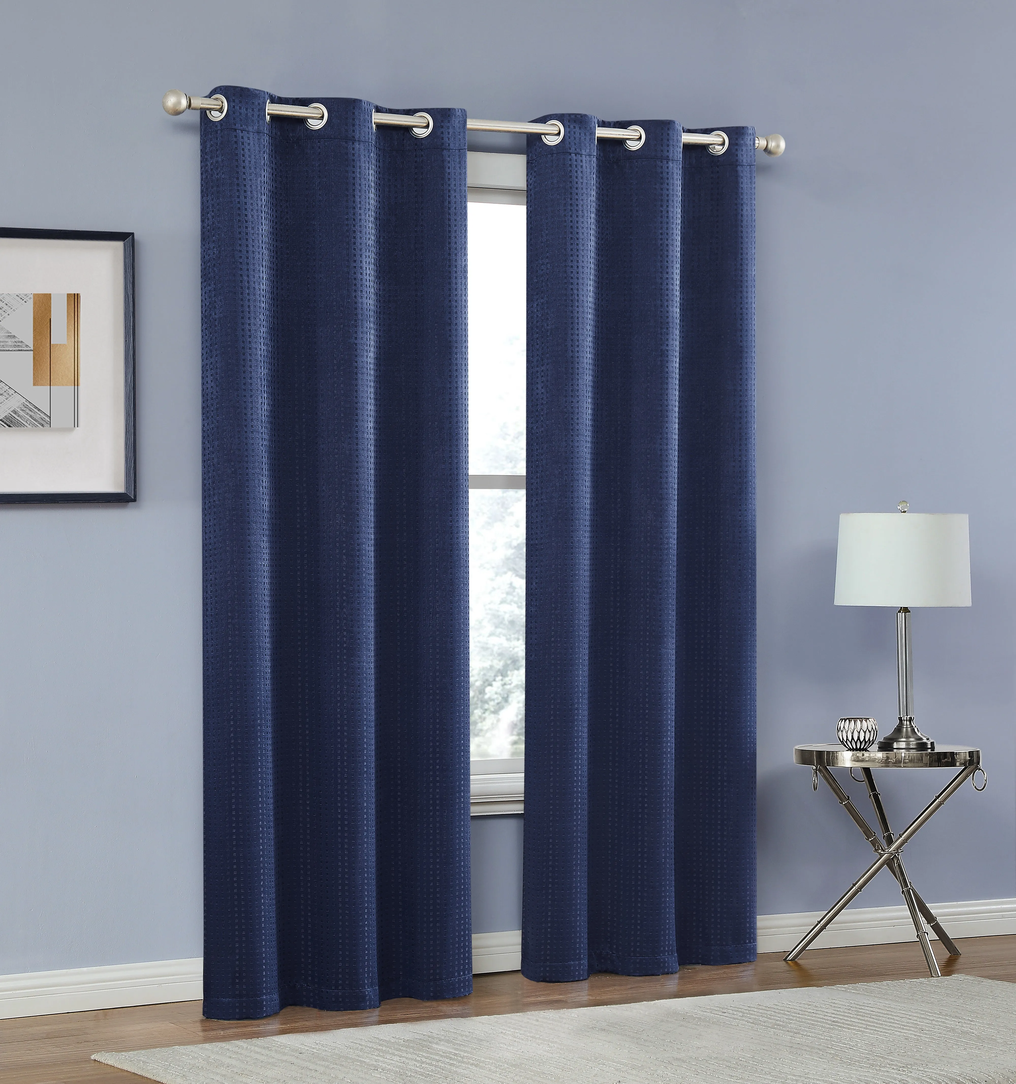 Dainty Home Times Square 3D Woven Basketweave Design Blackout Thermal Insulated Grommet Panel Pair