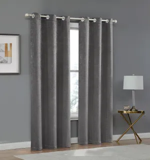 Dainty Home Times Square 3D Woven Basketweave Design Blackout Thermal Insulated Grommet Panel Pair