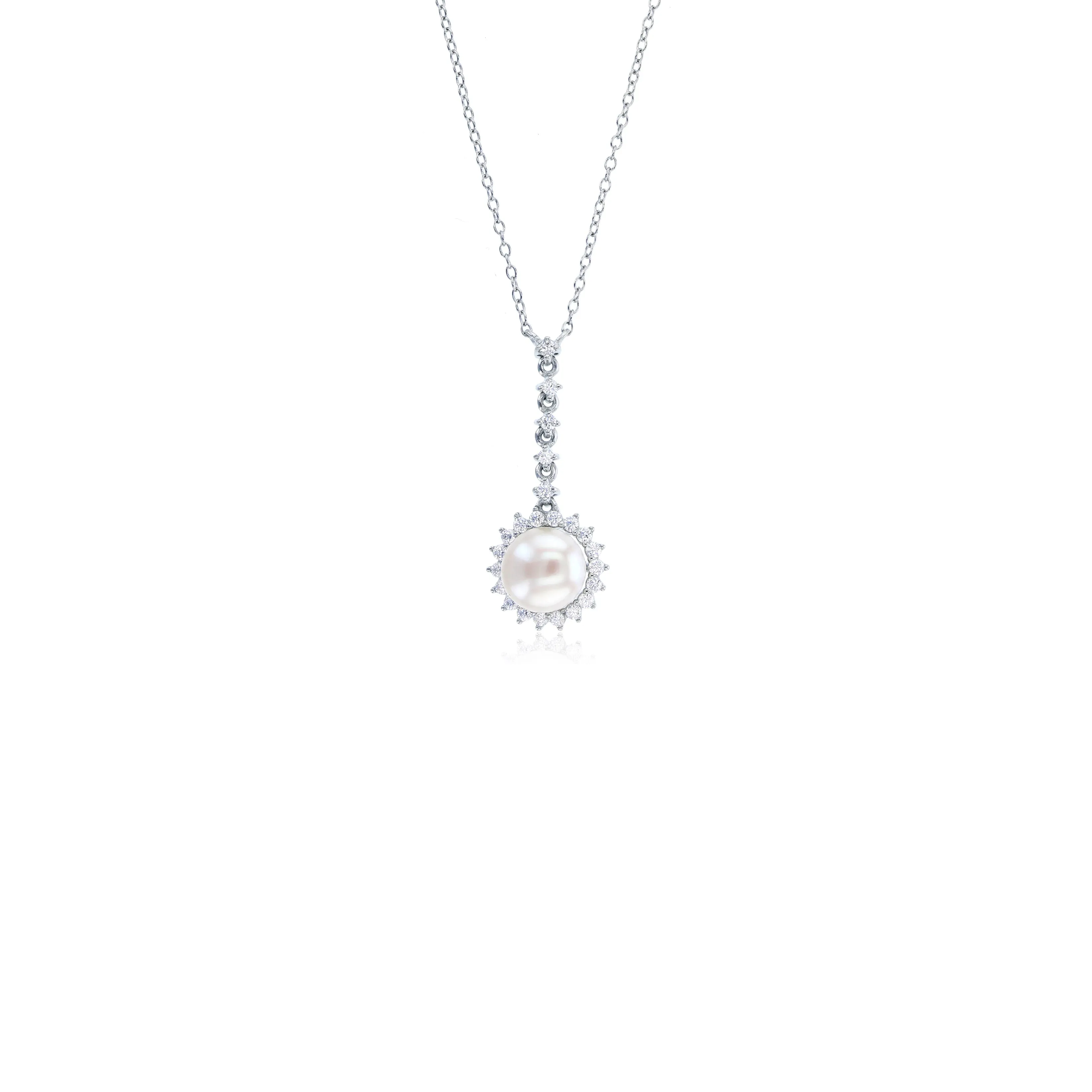 Dangling Pearl Necklace (Silver)