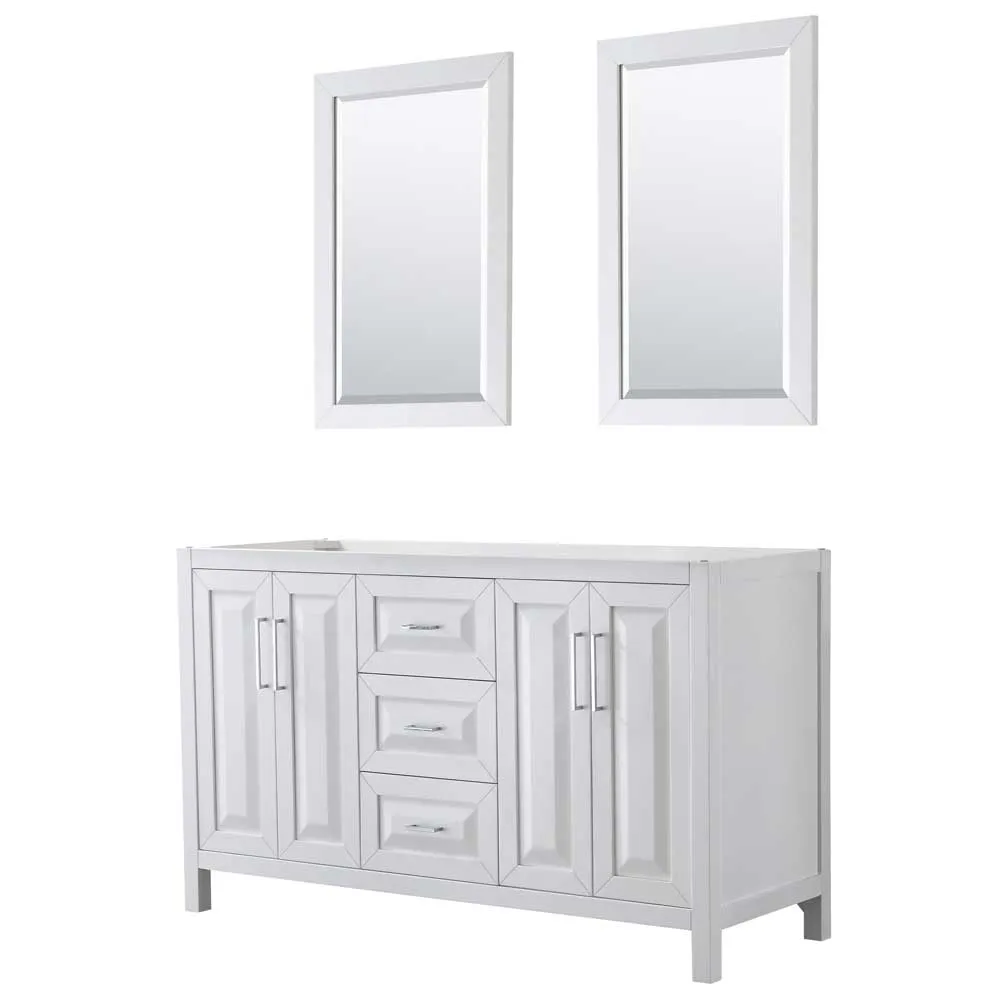 Daria 60 Inch Double Bathroom Vanity in White - Polished Chrome Trim