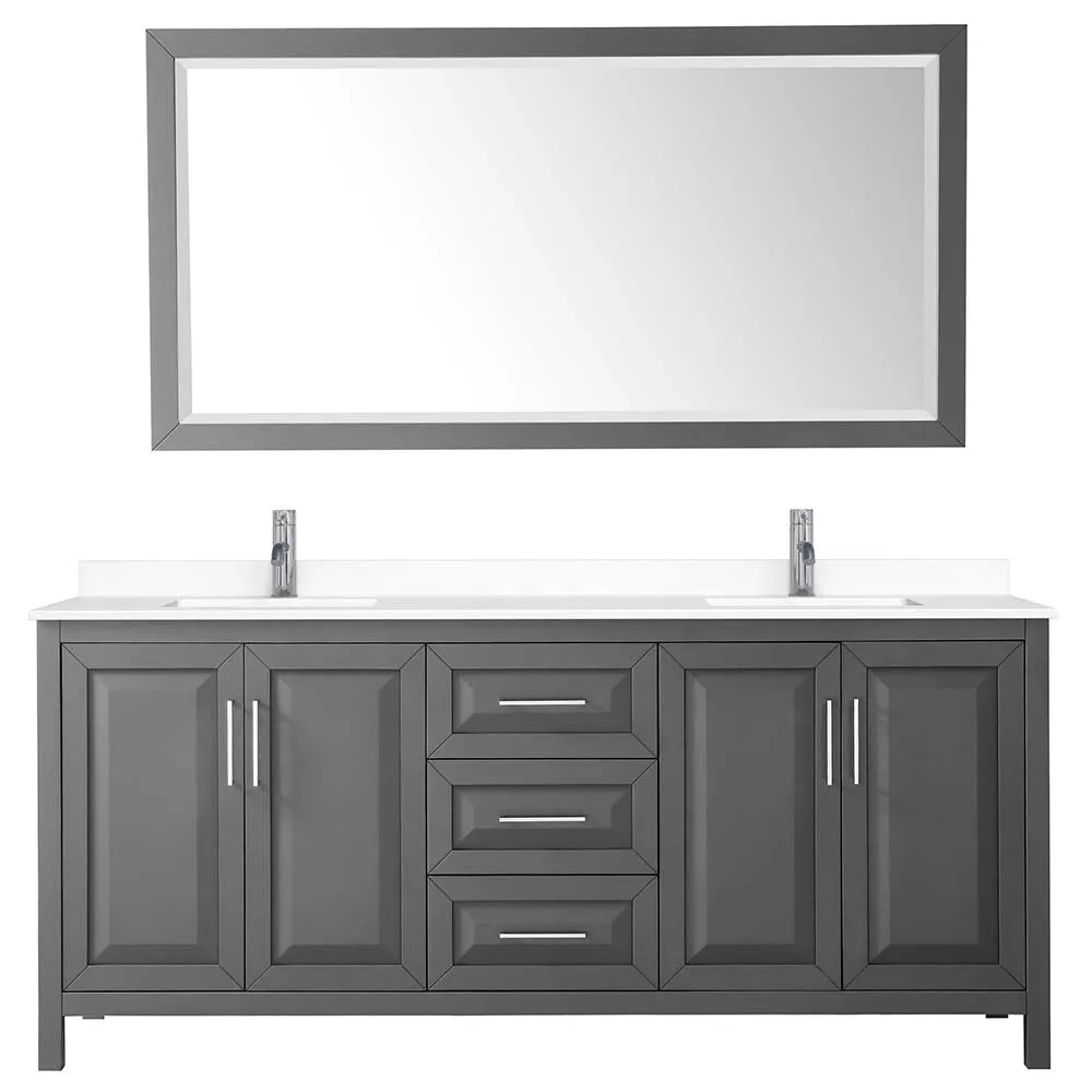 Daria 80 Inch Double Bathroom Vanity in Dark Gray