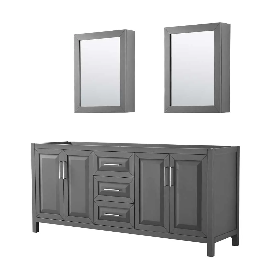 Daria 80 Inch Double Bathroom Vanity in Dark Gray