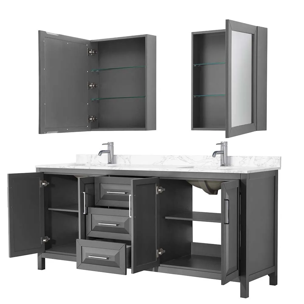 Daria 80 Inch Double Bathroom Vanity in Dark Gray