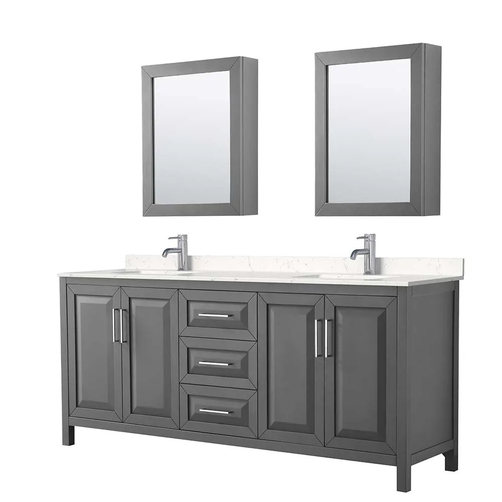 Daria 80 Inch Double Bathroom Vanity in Dark Gray