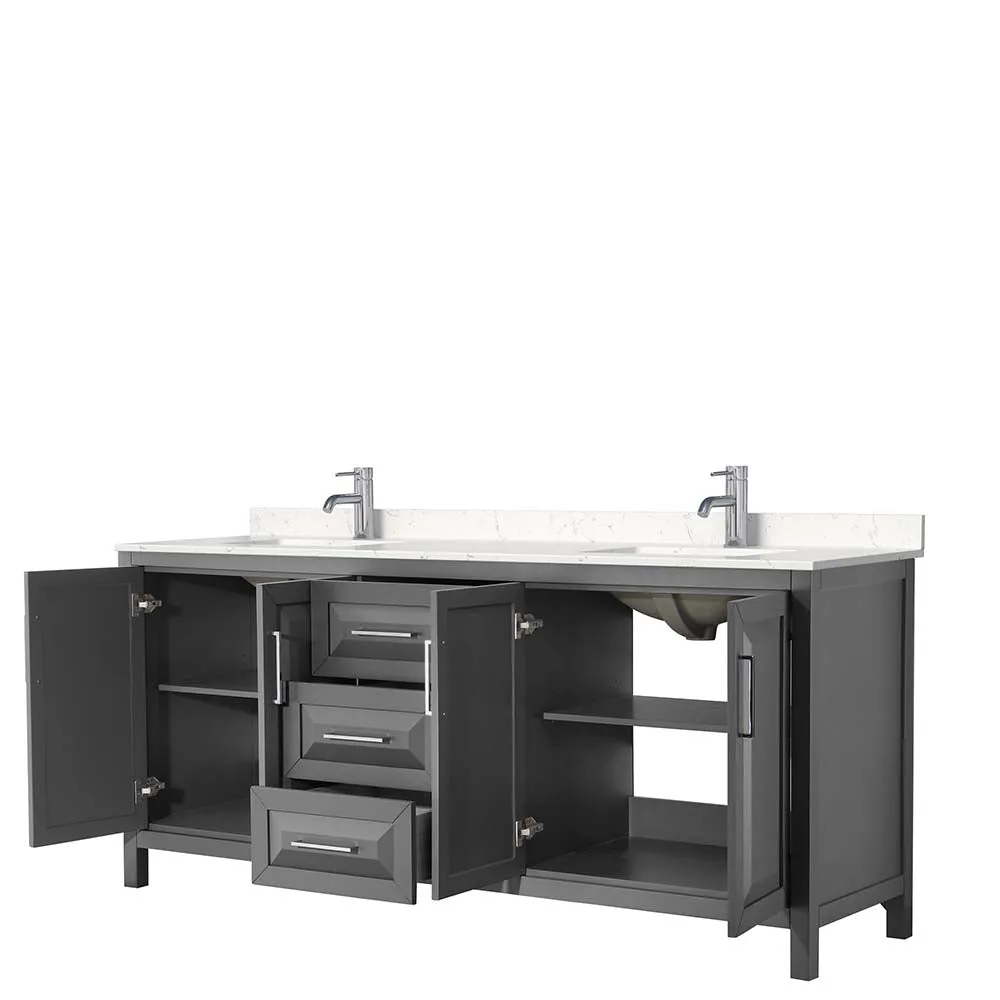 Daria 80 Inch Double Bathroom Vanity in Dark Gray
