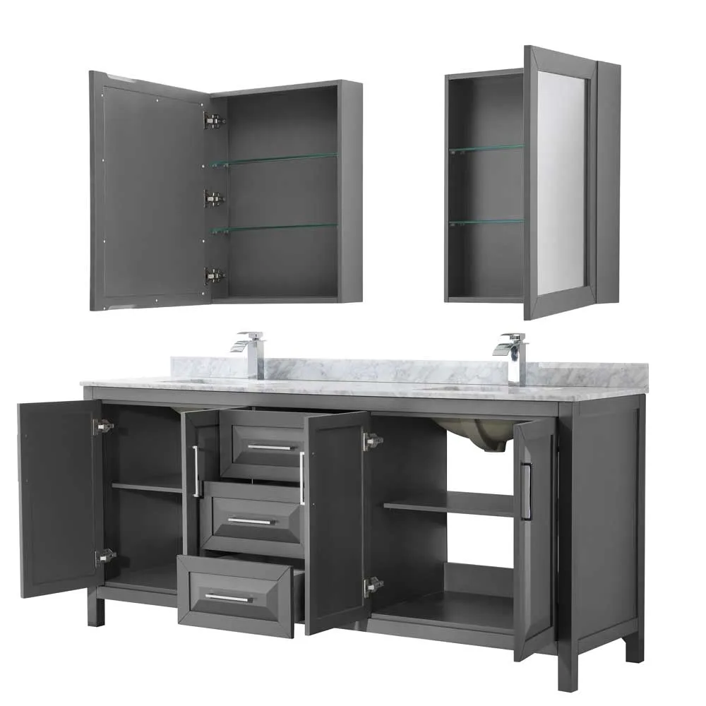 Daria 80 Inch Double Bathroom Vanity in Dark Gray