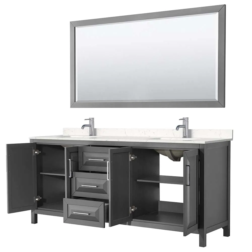 Daria 80 Inch Double Bathroom Vanity in Dark Gray