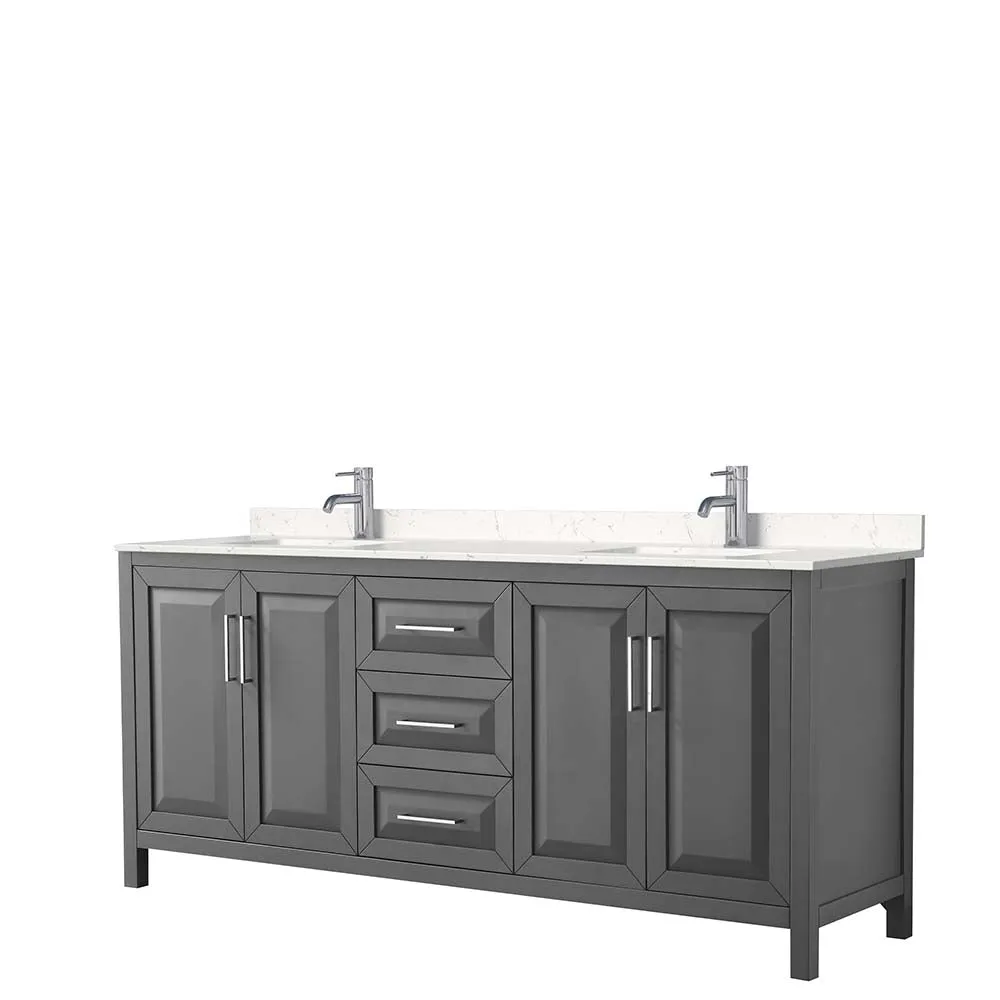 Daria 80 Inch Double Bathroom Vanity in Dark Gray