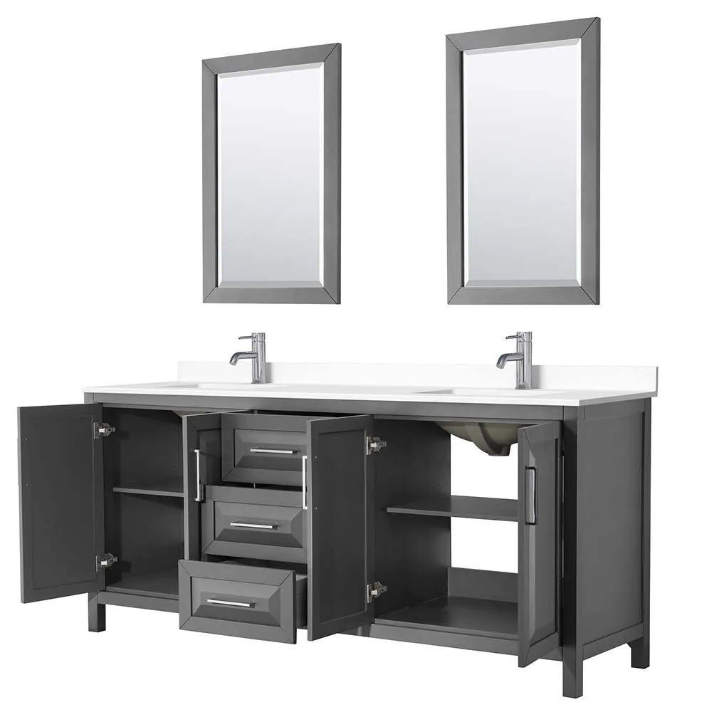 Daria 80 Inch Double Bathroom Vanity in Dark Gray