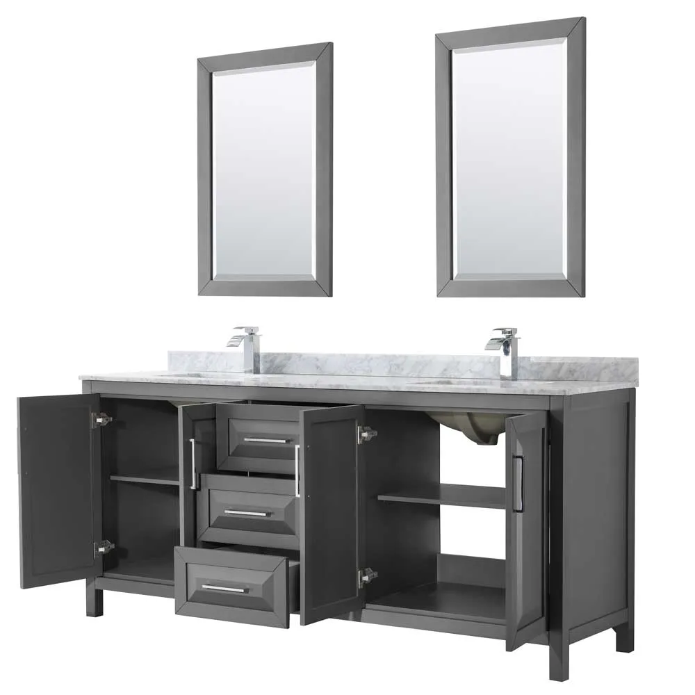 Daria 80 Inch Double Bathroom Vanity in Dark Gray