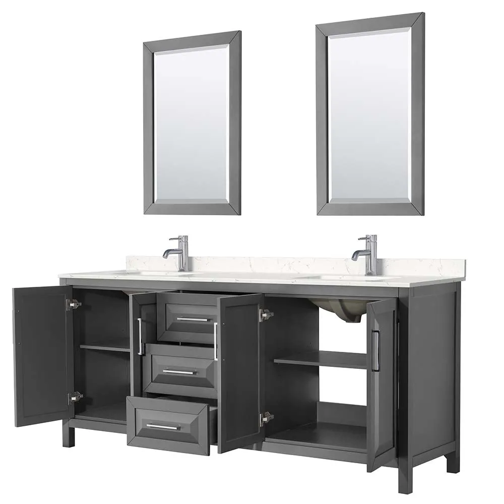 Daria 80 Inch Double Bathroom Vanity in Dark Gray