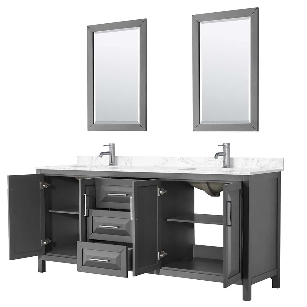 Daria 80 Inch Double Bathroom Vanity in Dark Gray