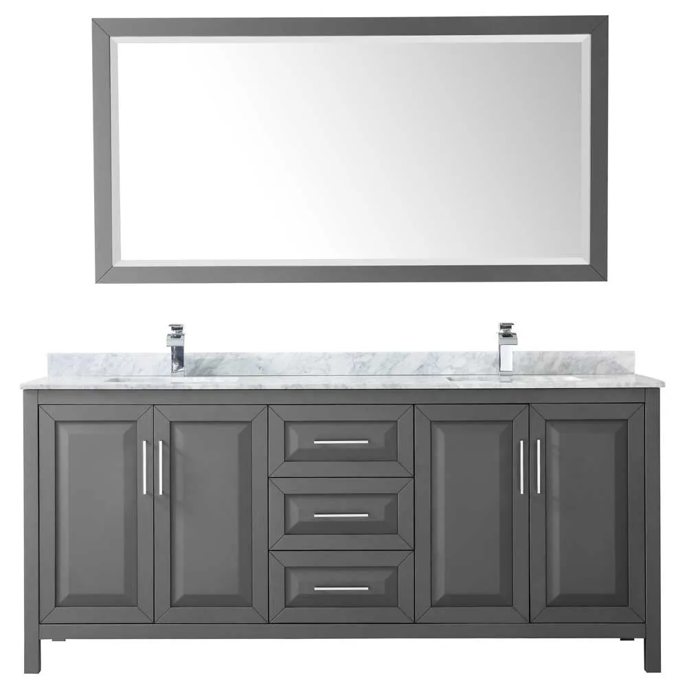 Daria 80 Inch Double Bathroom Vanity in Dark Gray