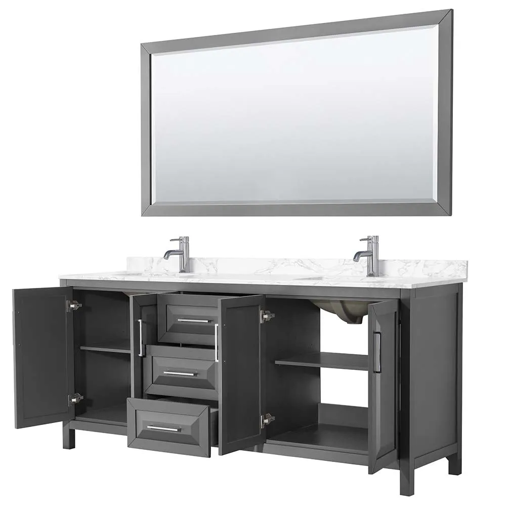 Daria 80 Inch Double Bathroom Vanity in Dark Gray