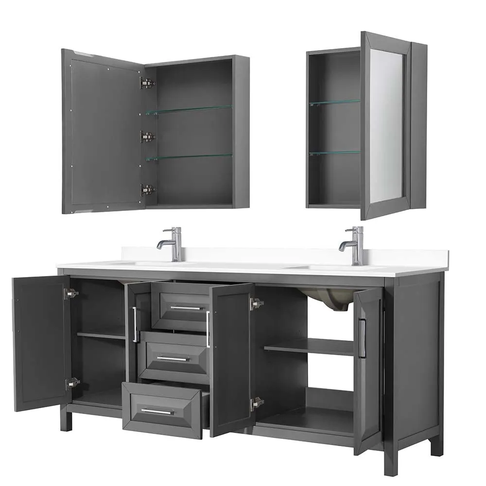 Daria 80 Inch Double Bathroom Vanity in Dark Gray