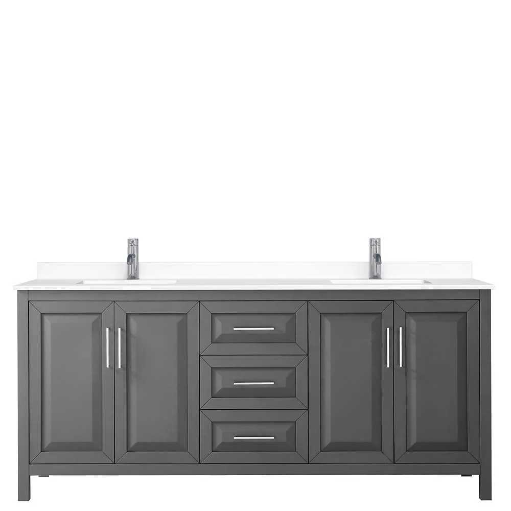 Daria 80 Inch Double Bathroom Vanity in Dark Gray