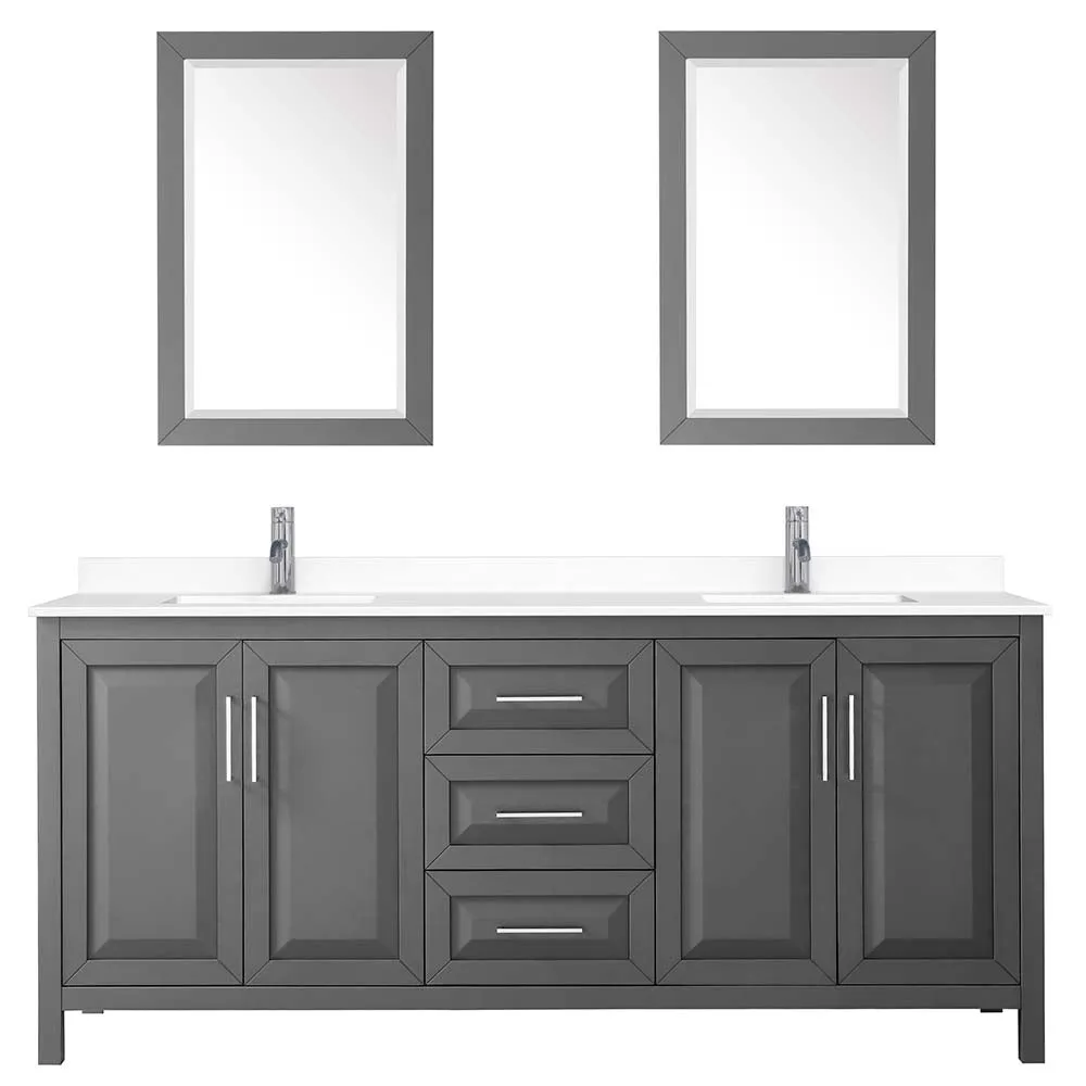 Daria 80 Inch Double Bathroom Vanity in Dark Gray