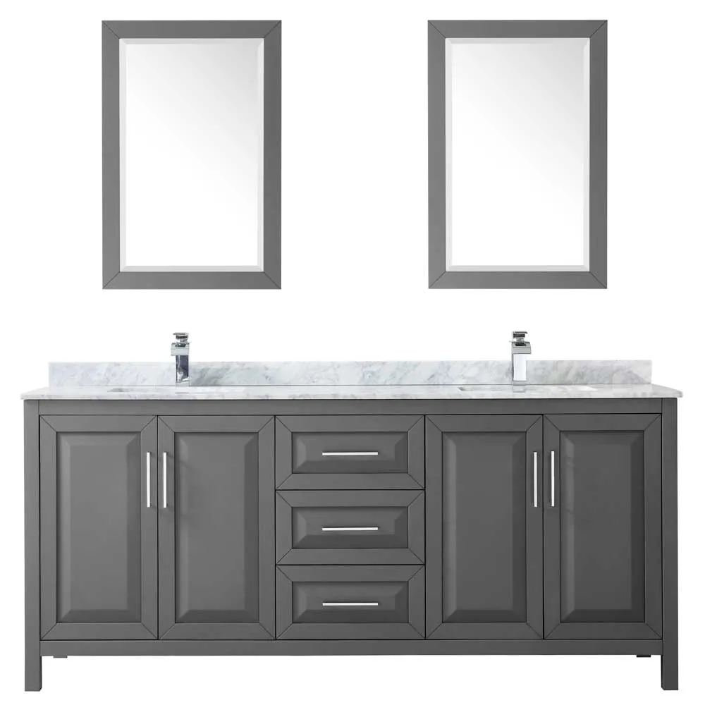 Daria 80 Inch Double Bathroom Vanity in Dark Gray