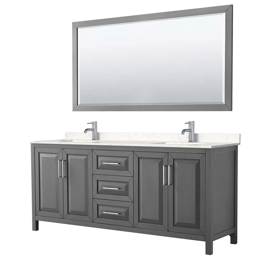 Daria 80 Inch Double Bathroom Vanity in Dark Gray