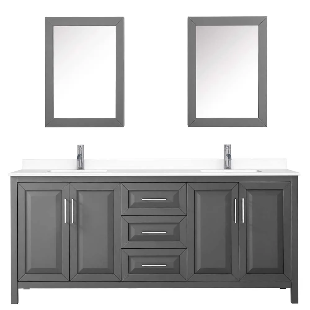 Daria 80 Inch Double Bathroom Vanity in Dark Gray