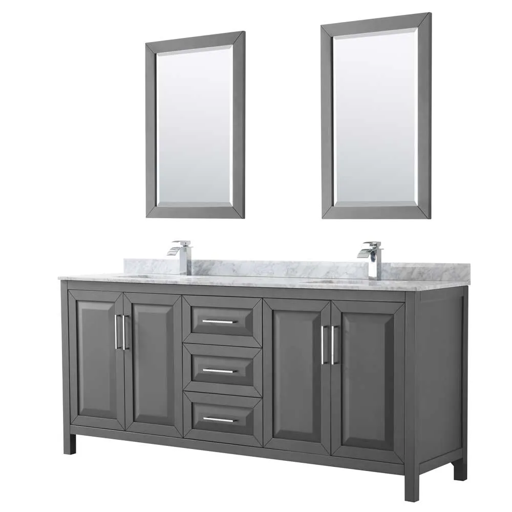 Daria 80 Inch Double Bathroom Vanity in Dark Gray