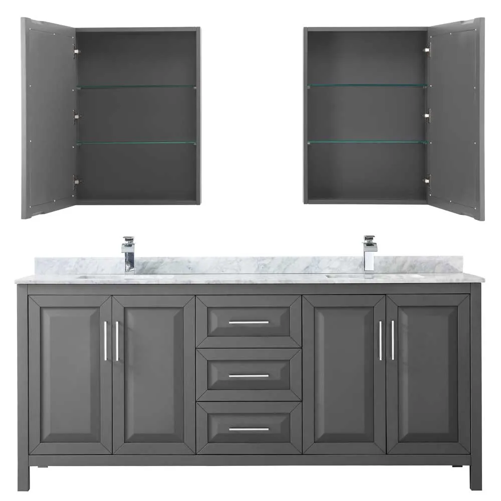 Daria 80 Inch Double Bathroom Vanity in Dark Gray