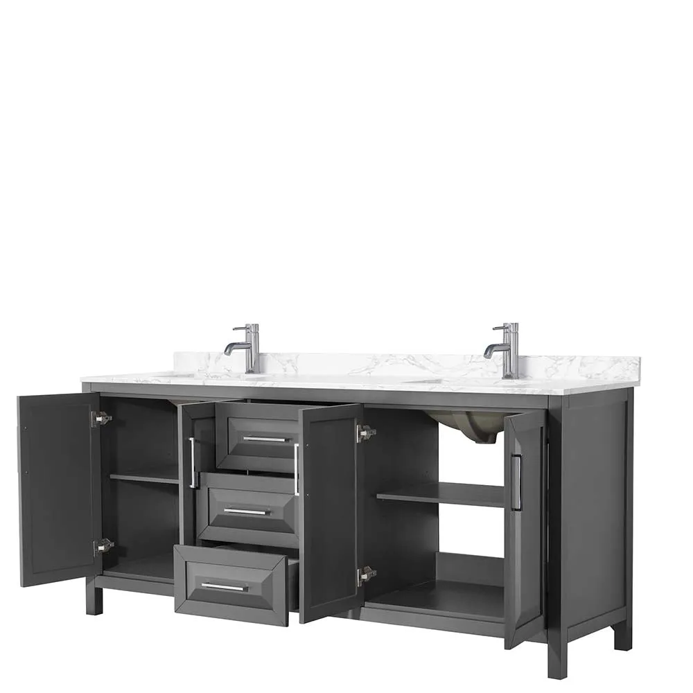 Daria 80 Inch Double Bathroom Vanity in Dark Gray