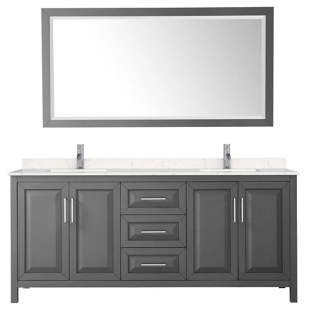 Daria 80 Inch Double Bathroom Vanity in Dark Gray