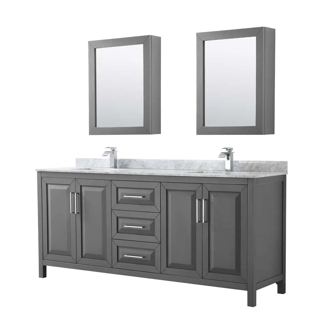 Daria 80 Inch Double Bathroom Vanity in Dark Gray