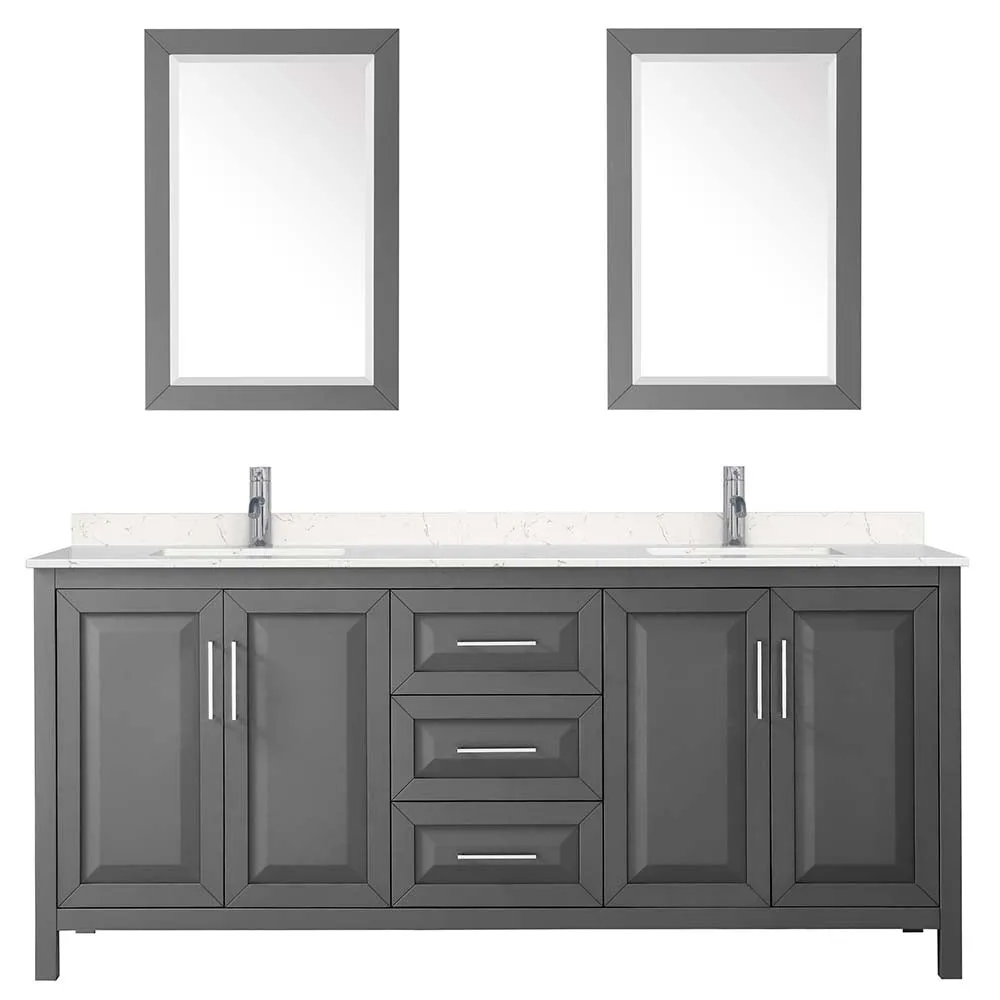 Daria 80 Inch Double Bathroom Vanity in Dark Gray
