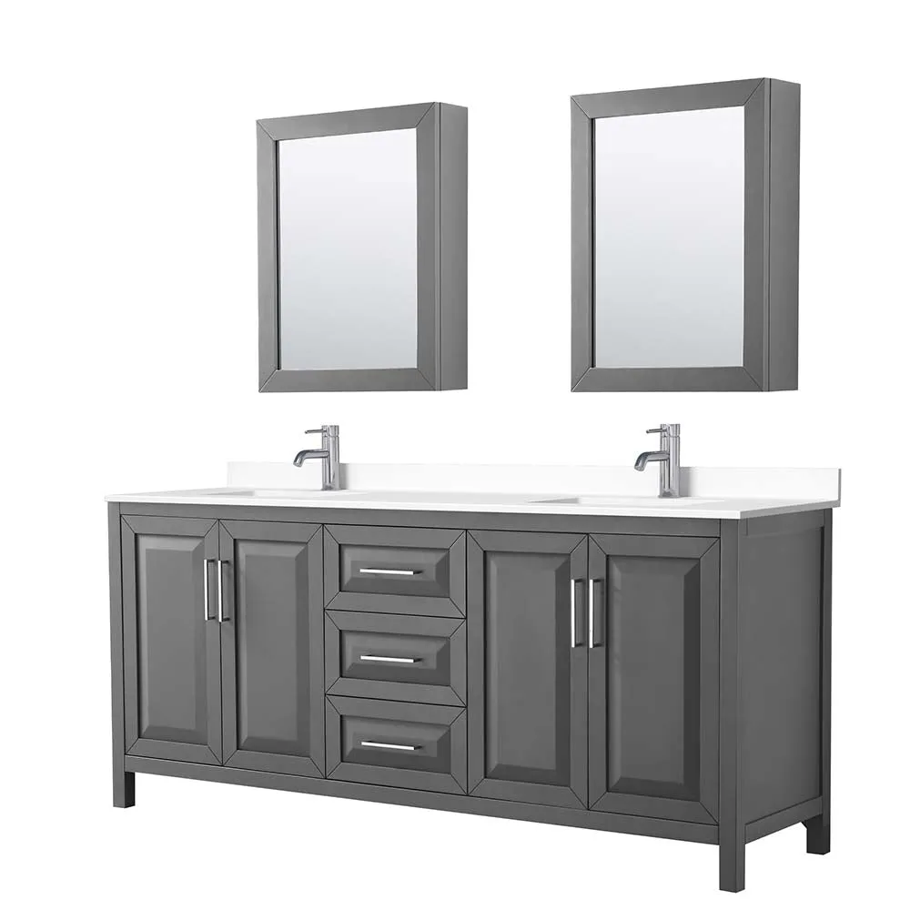 Daria 80 Inch Double Bathroom Vanity in Dark Gray