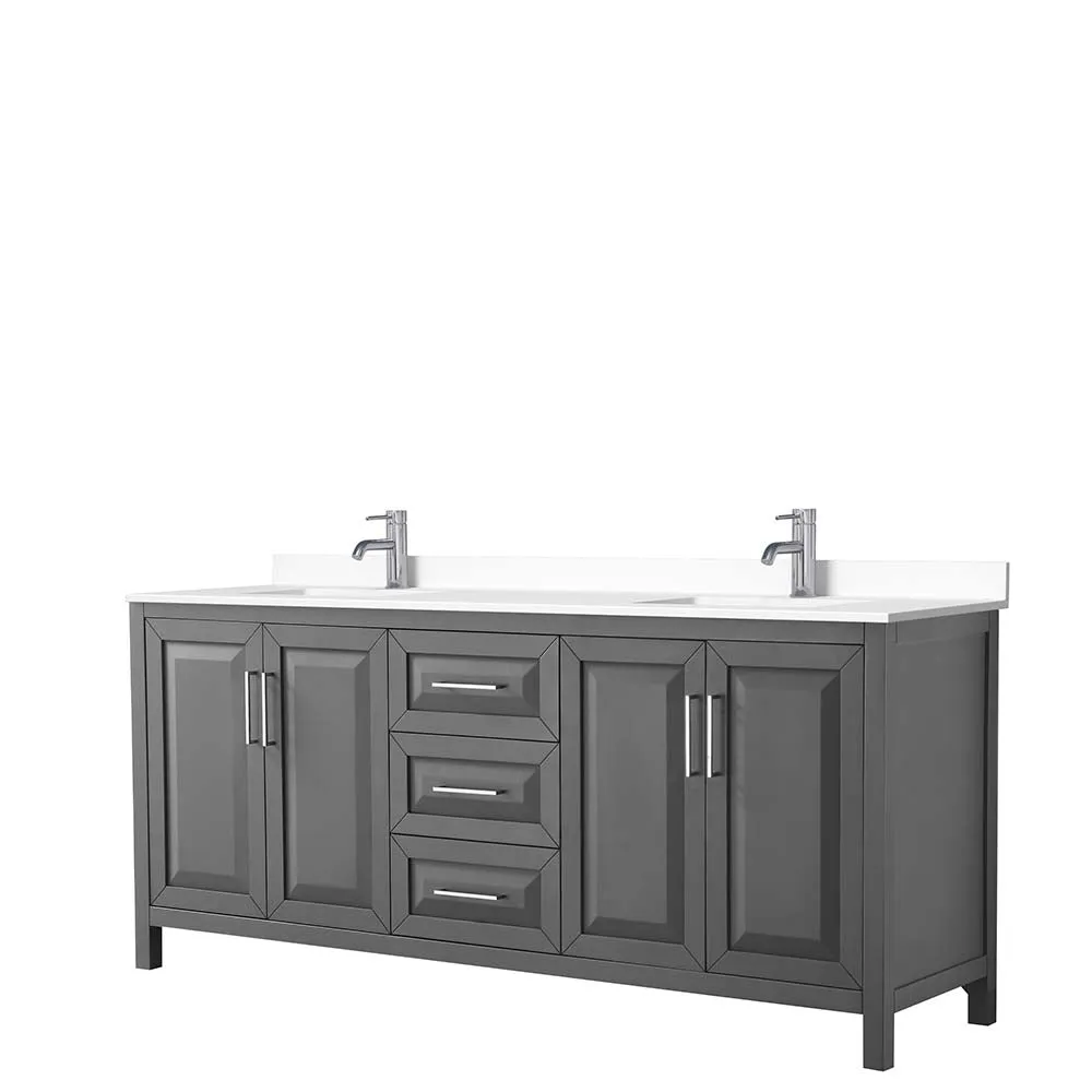 Daria 80 Inch Double Bathroom Vanity in Dark Gray