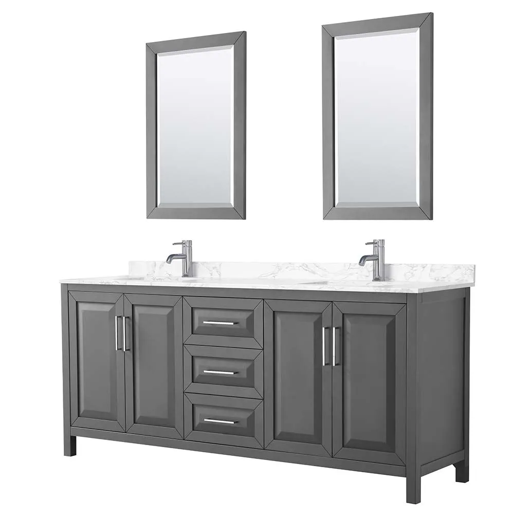 Daria 80 Inch Double Bathroom Vanity in Dark Gray