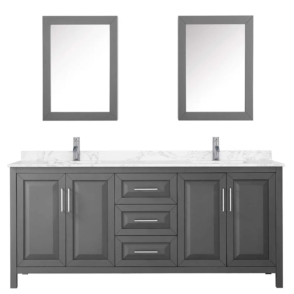 Daria 80 Inch Double Bathroom Vanity in Dark Gray
