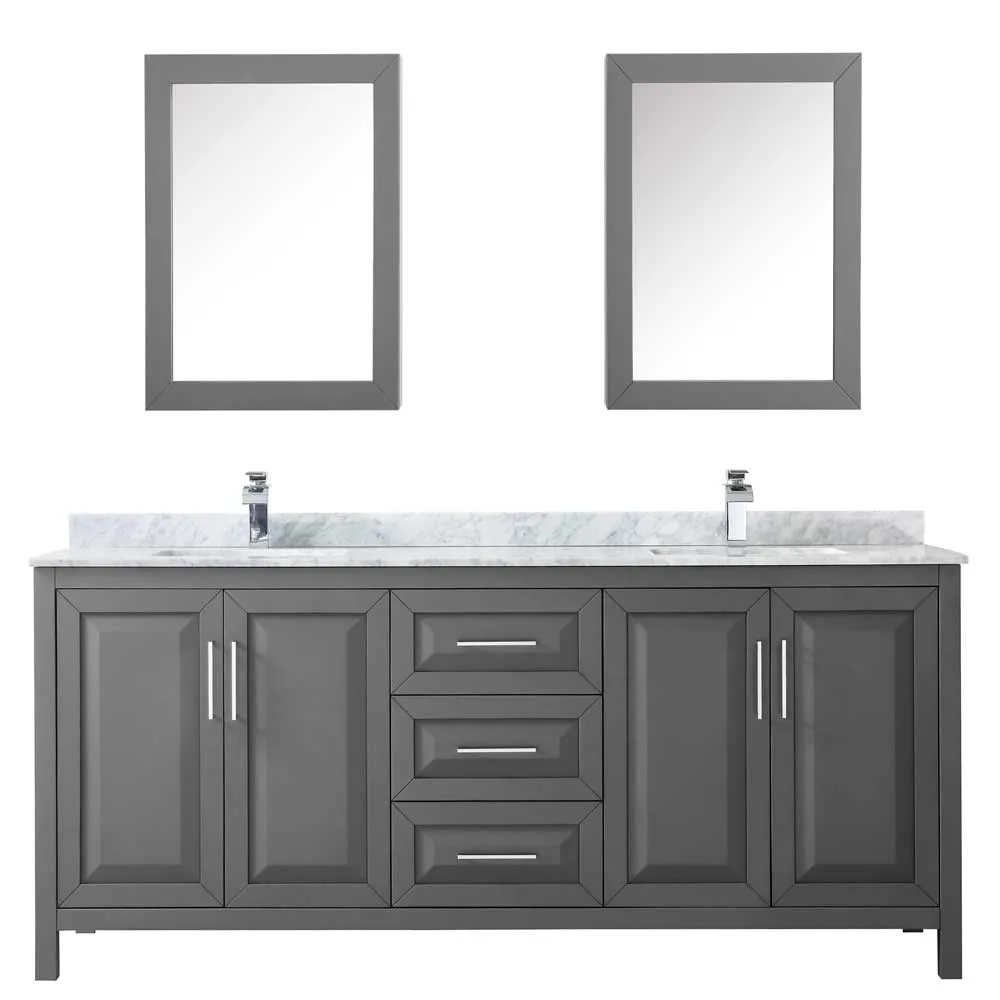 Daria 80 Inch Double Bathroom Vanity in Dark Gray