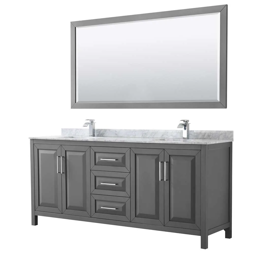 Daria 80 Inch Double Bathroom Vanity in Dark Gray