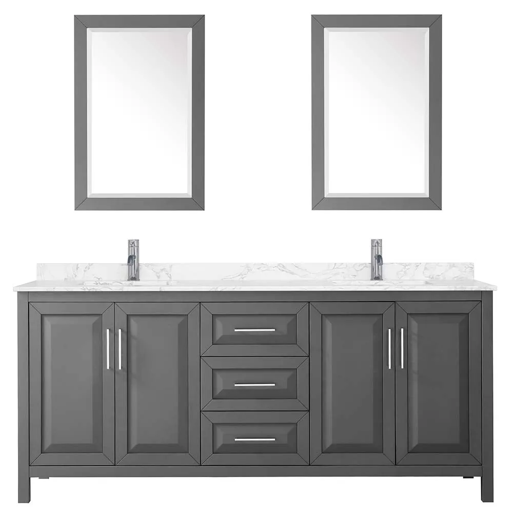Daria 80 Inch Double Bathroom Vanity in Dark Gray
