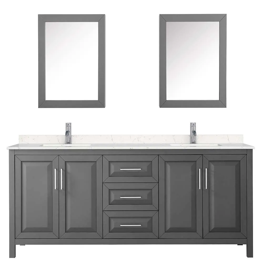 Daria 80 Inch Double Bathroom Vanity in Dark Gray