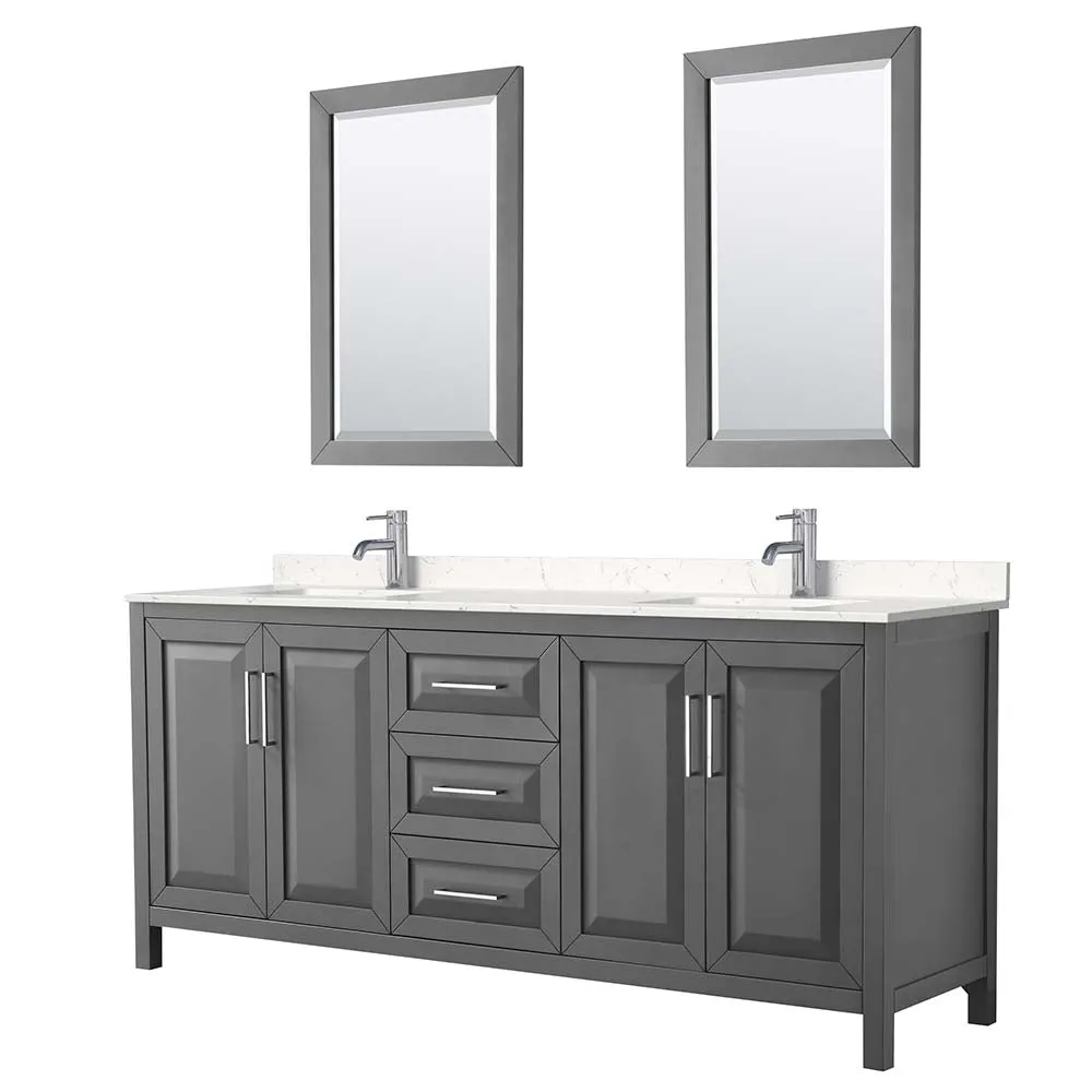 Daria 80 Inch Double Bathroom Vanity in Dark Gray