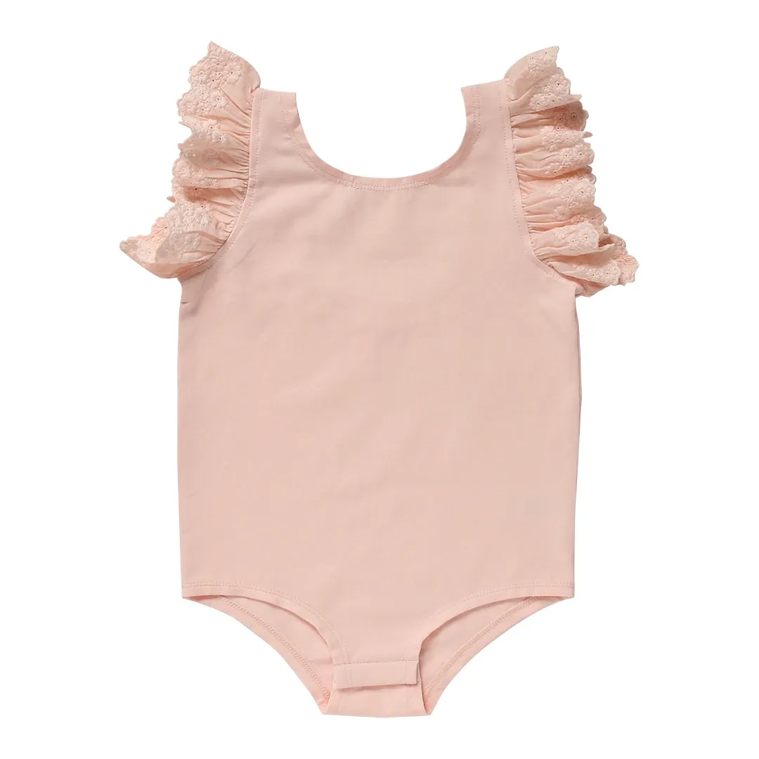 dixie flutter bodysuit - ballet pink pima cotton