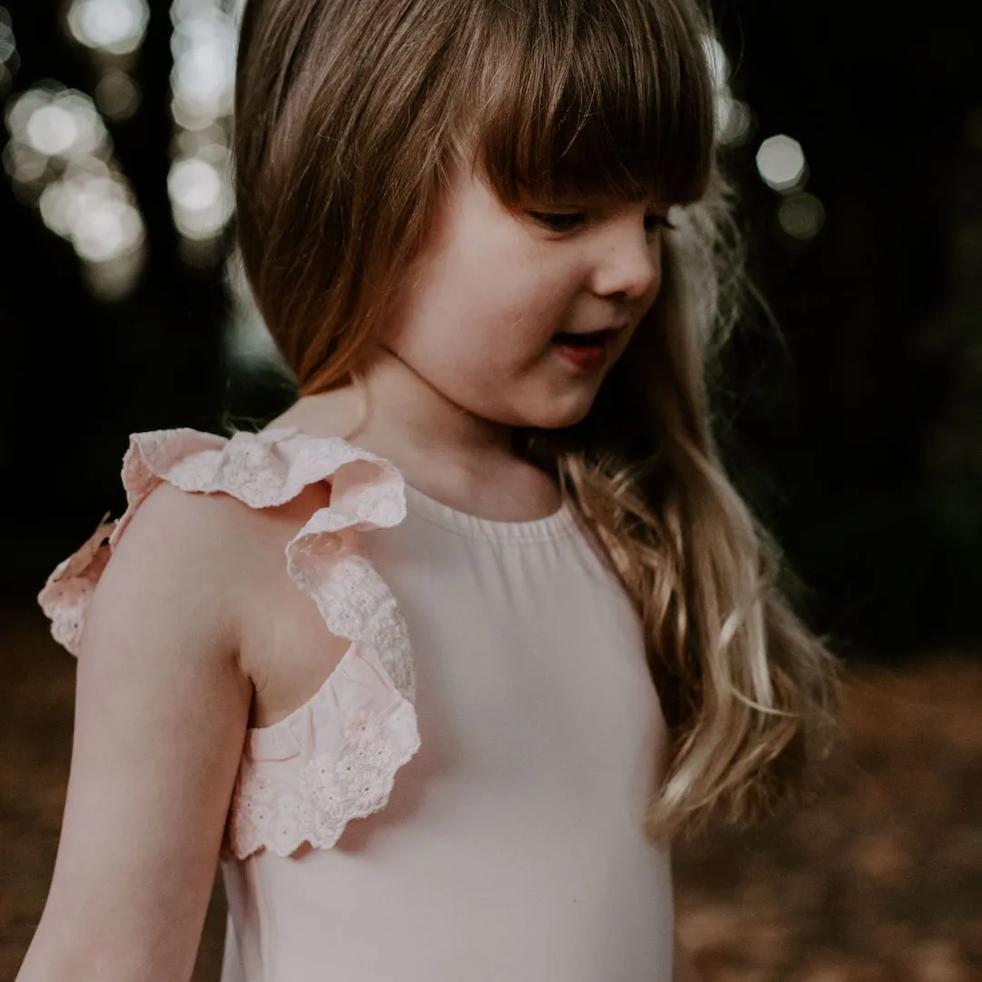 dixie flutter bodysuit - ballet pink pima cotton