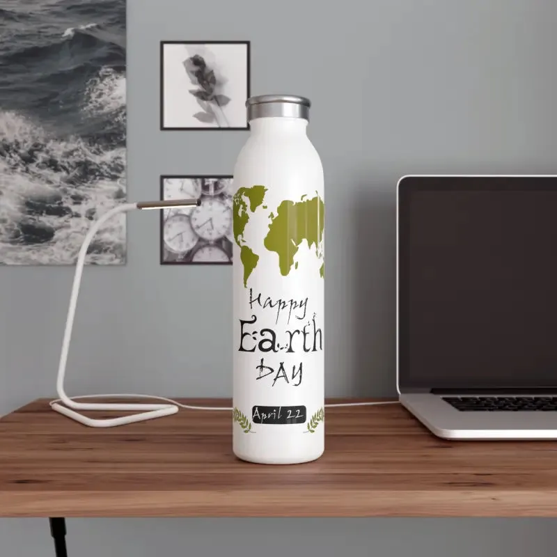 Earth Day Slim Water Bottle for Eco Lovers