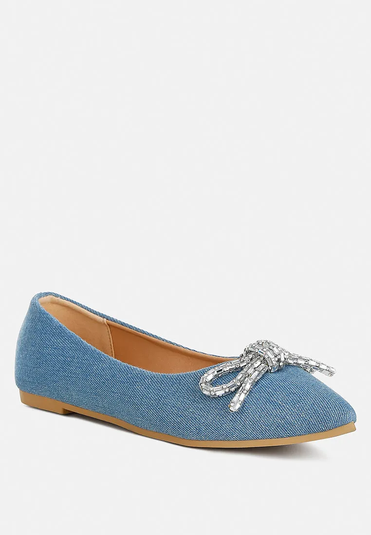 Embellished Bow Detail Ballet Flats By RAG